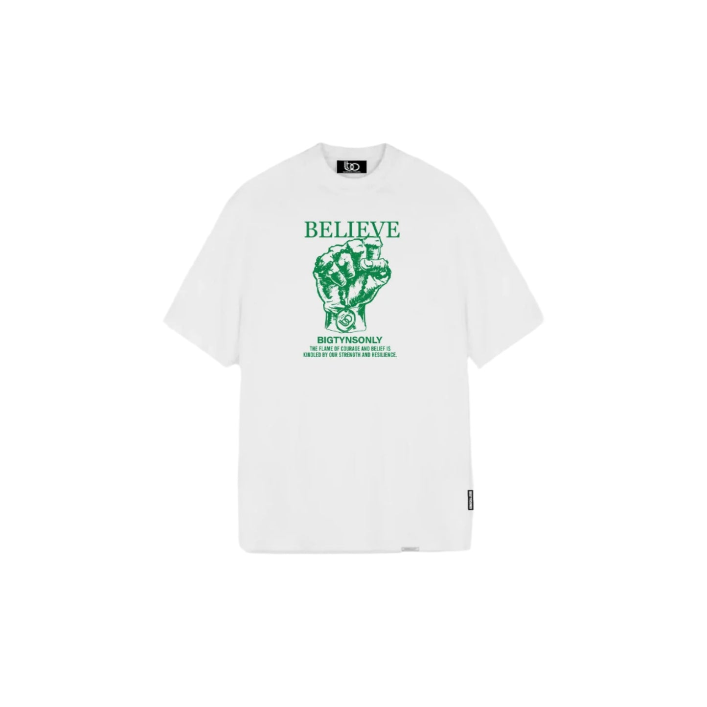 BELIEVE WHITE AND GREEN T-SHIRT