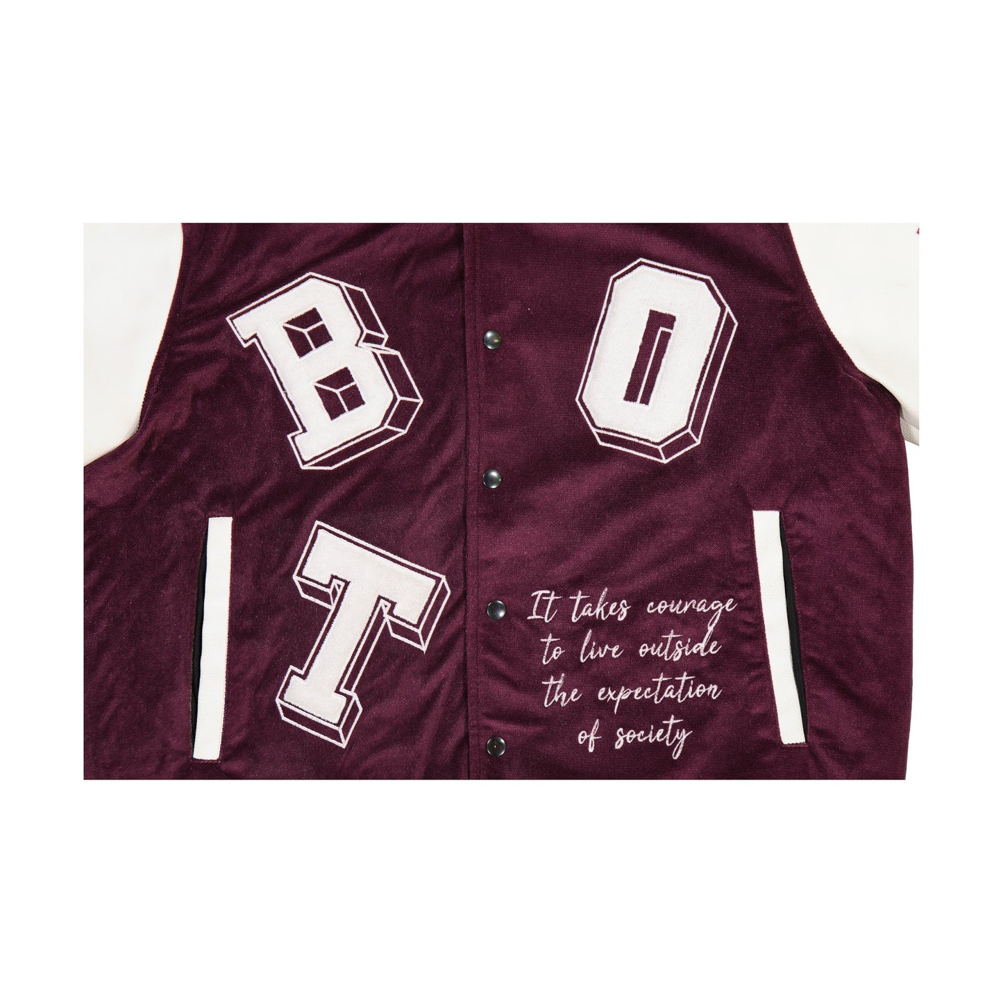 BELIEVE PURPLE VARSITY JACKET