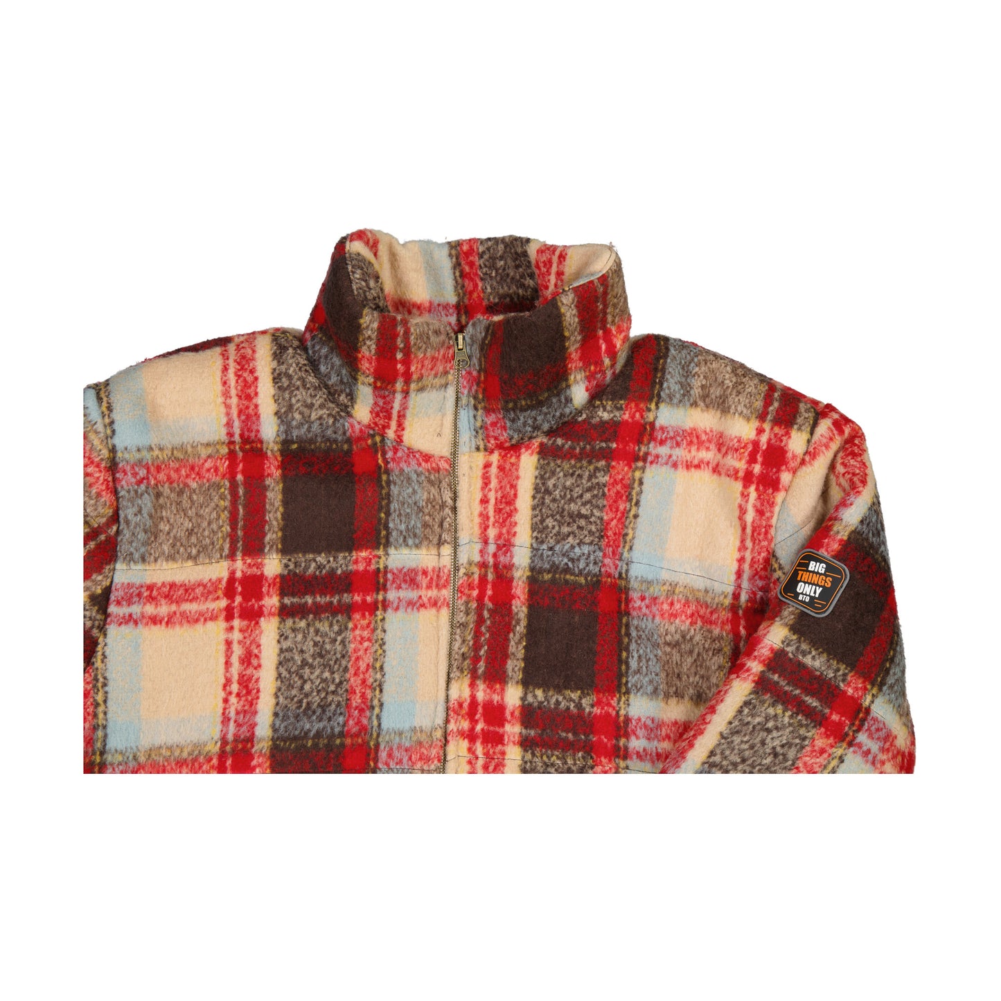 BTO PLAID PUFFER JACKET RED