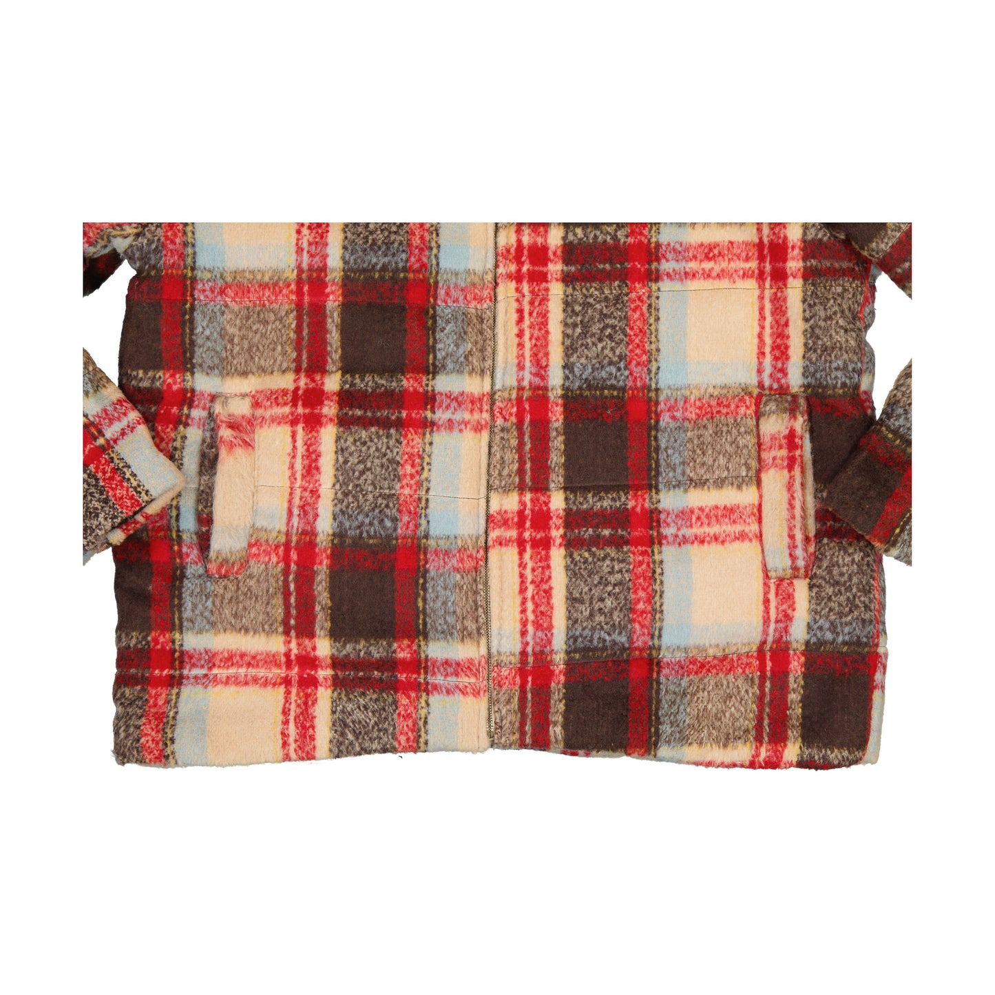 BTO PLAID PUFFER JACKET RED