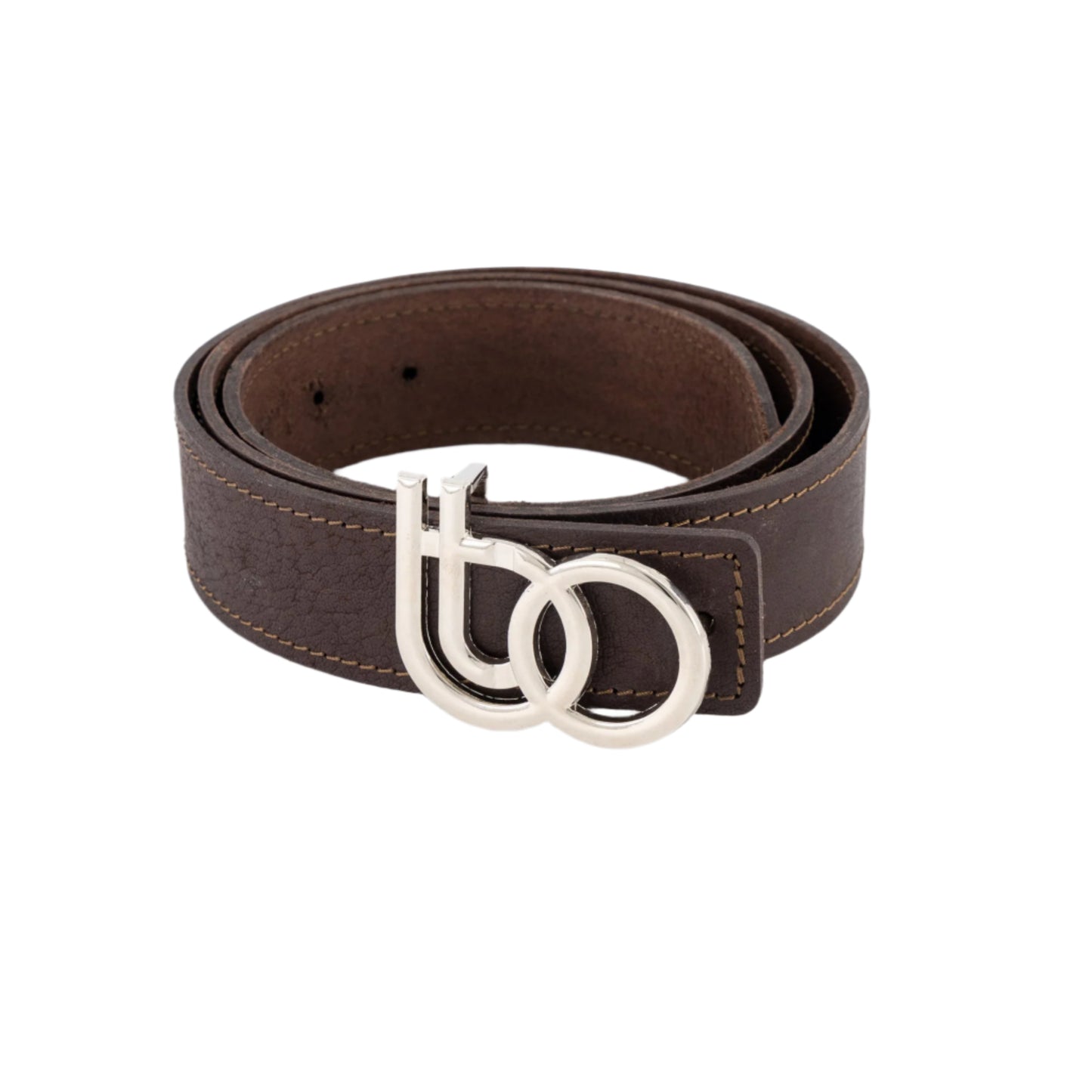BTO LOGO COFFEE BROWN LEATHER BELT
