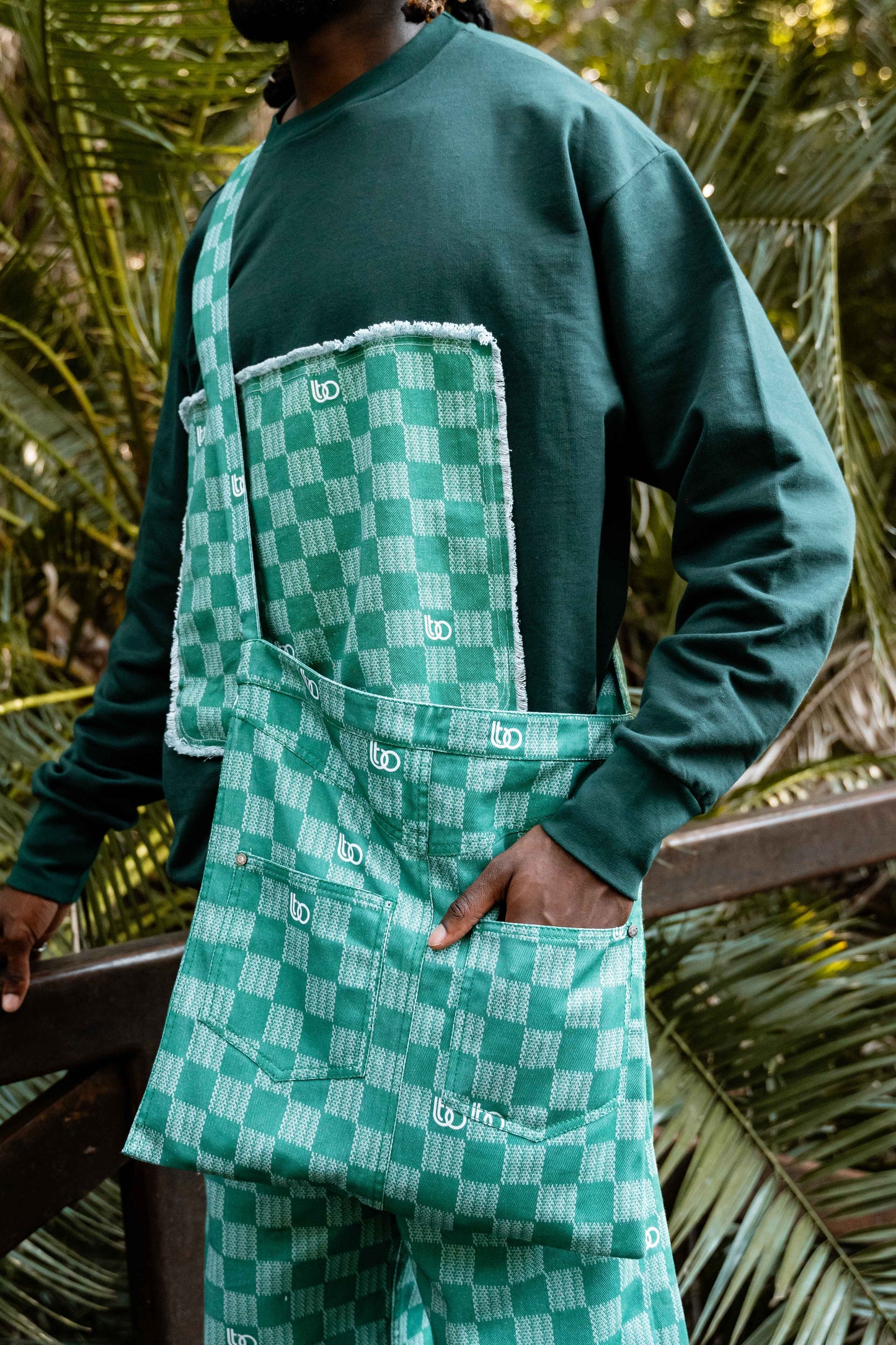 OLIVE BTO LOGO DENIM TOTE BAG