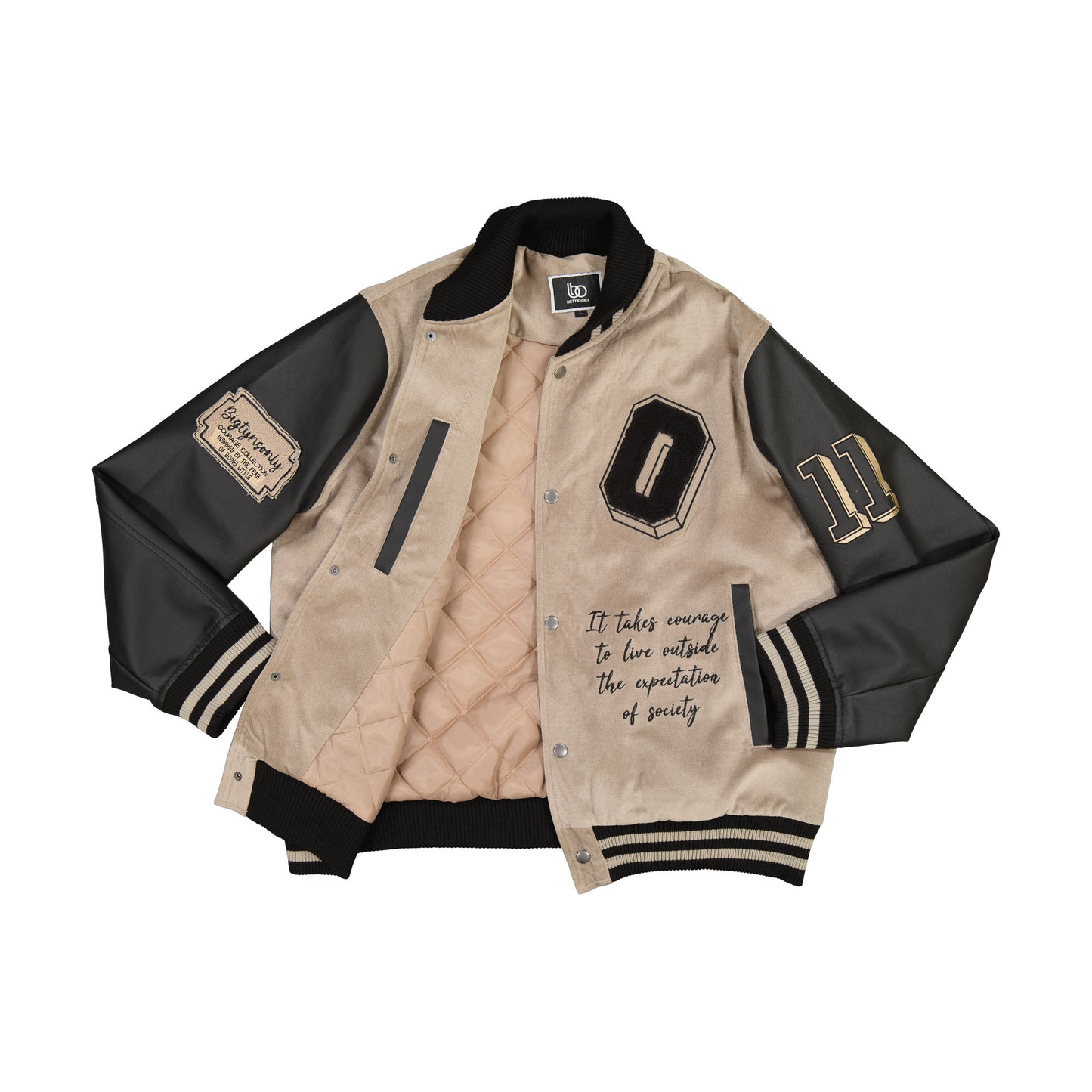 BELIEVE BROWN VARISTY JACKET