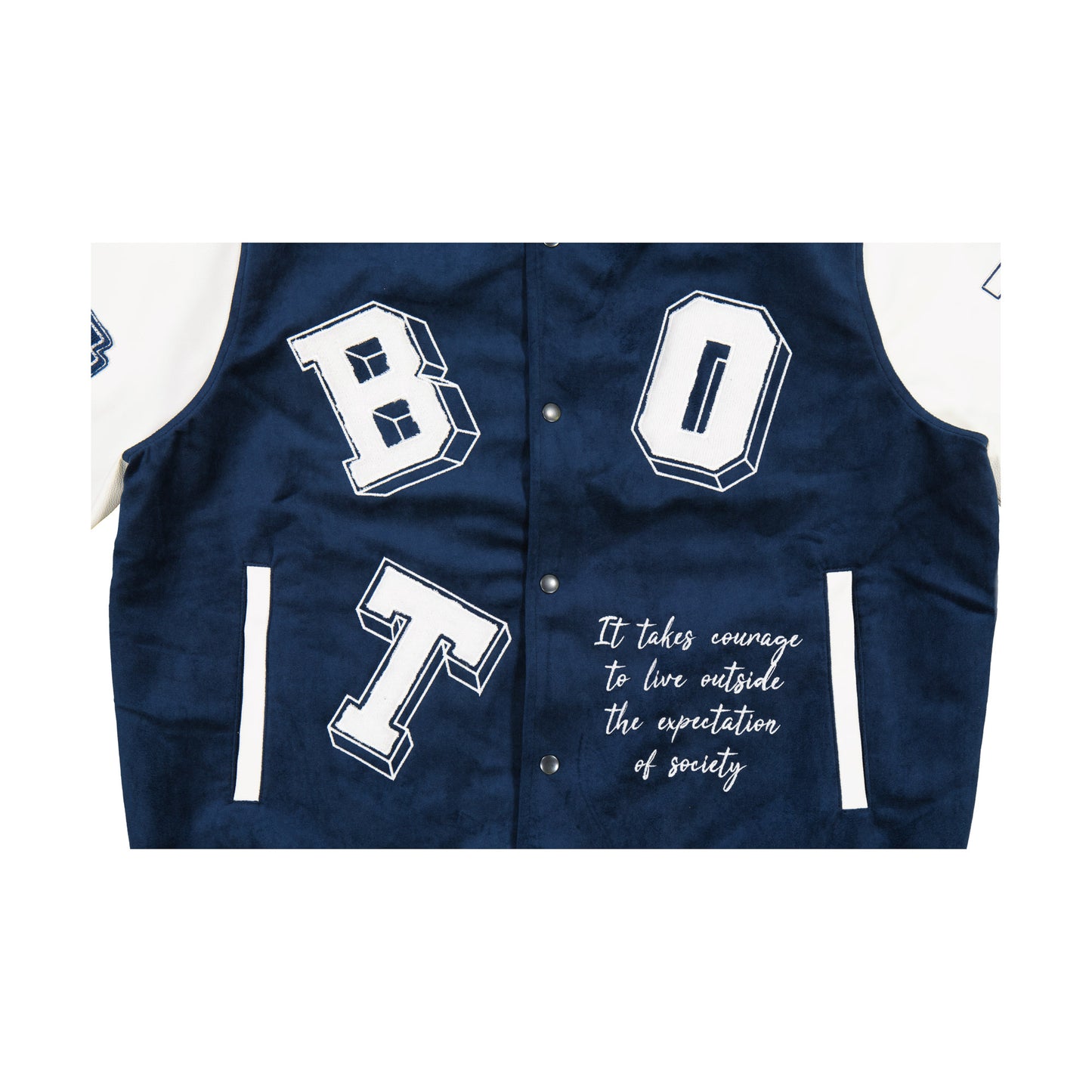 BELIEVE BLUE VARSITY JACKET