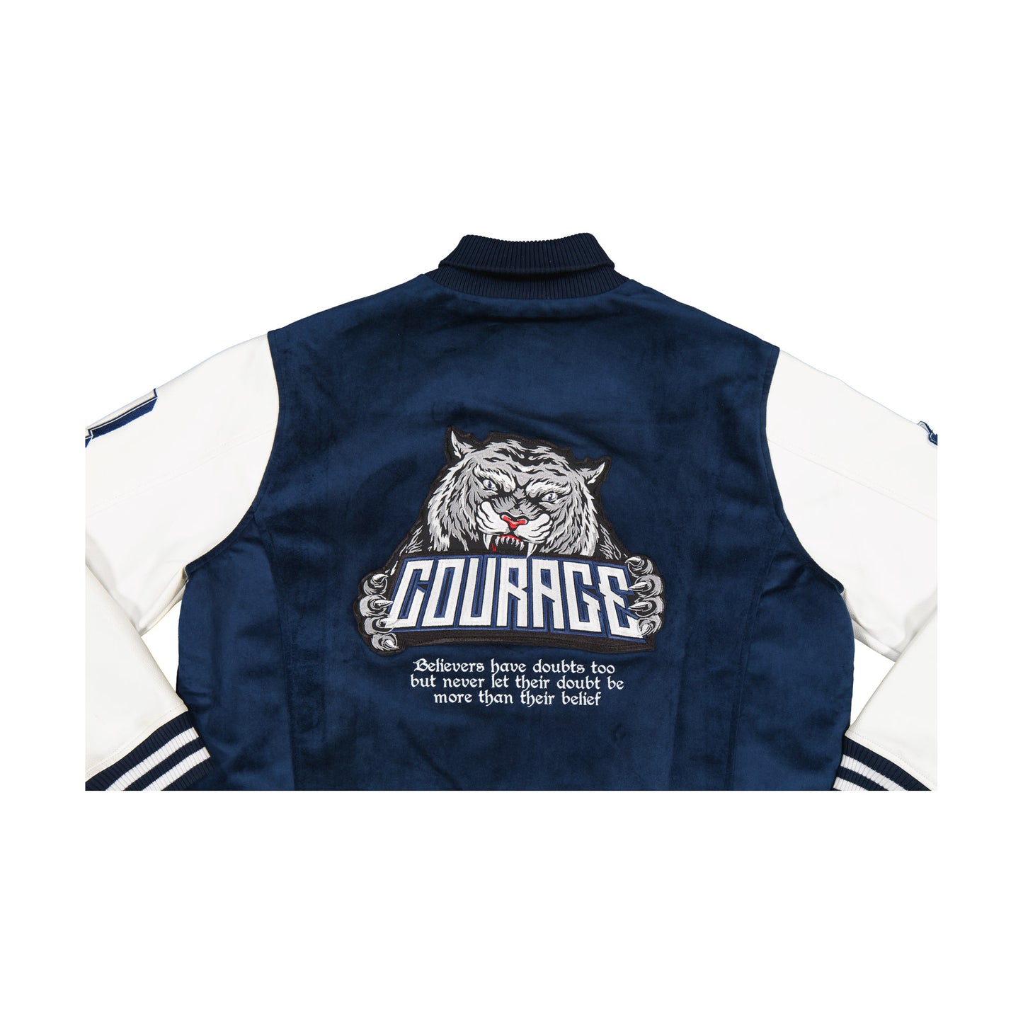 BELIEVE BLUE VARSITY JACKET